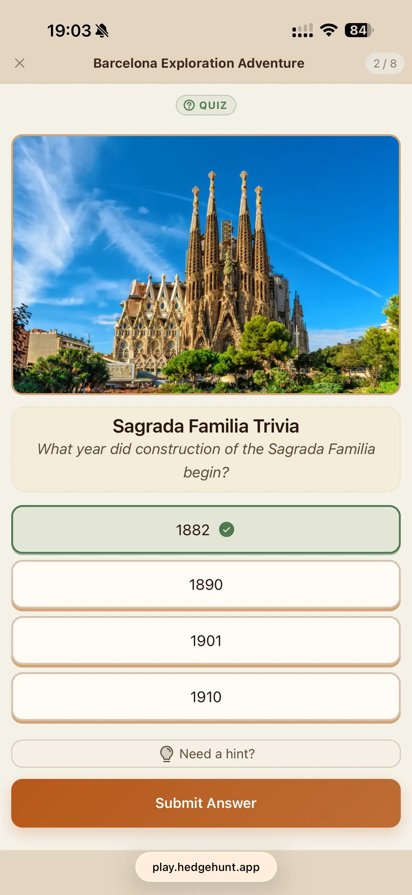 Player starting a hunt