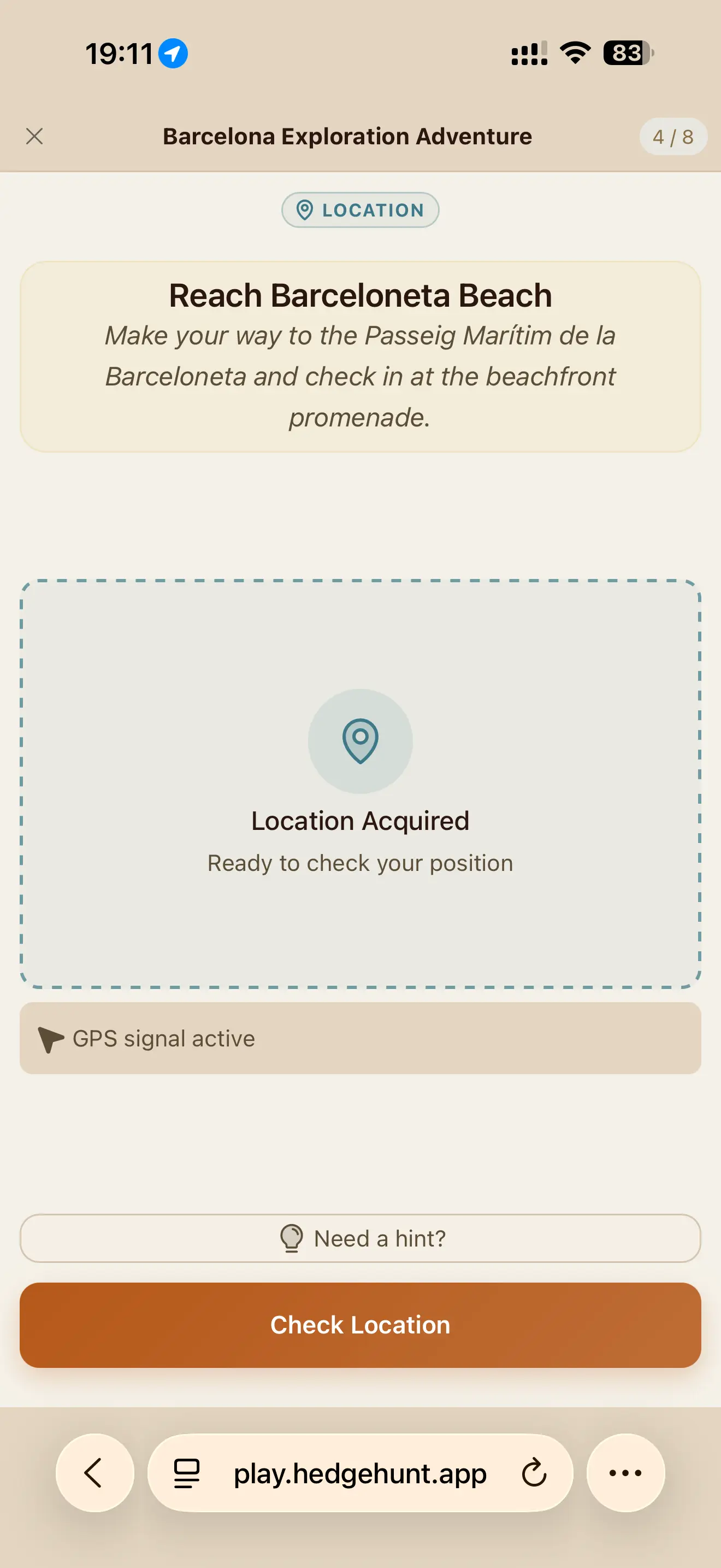 Player following a clue