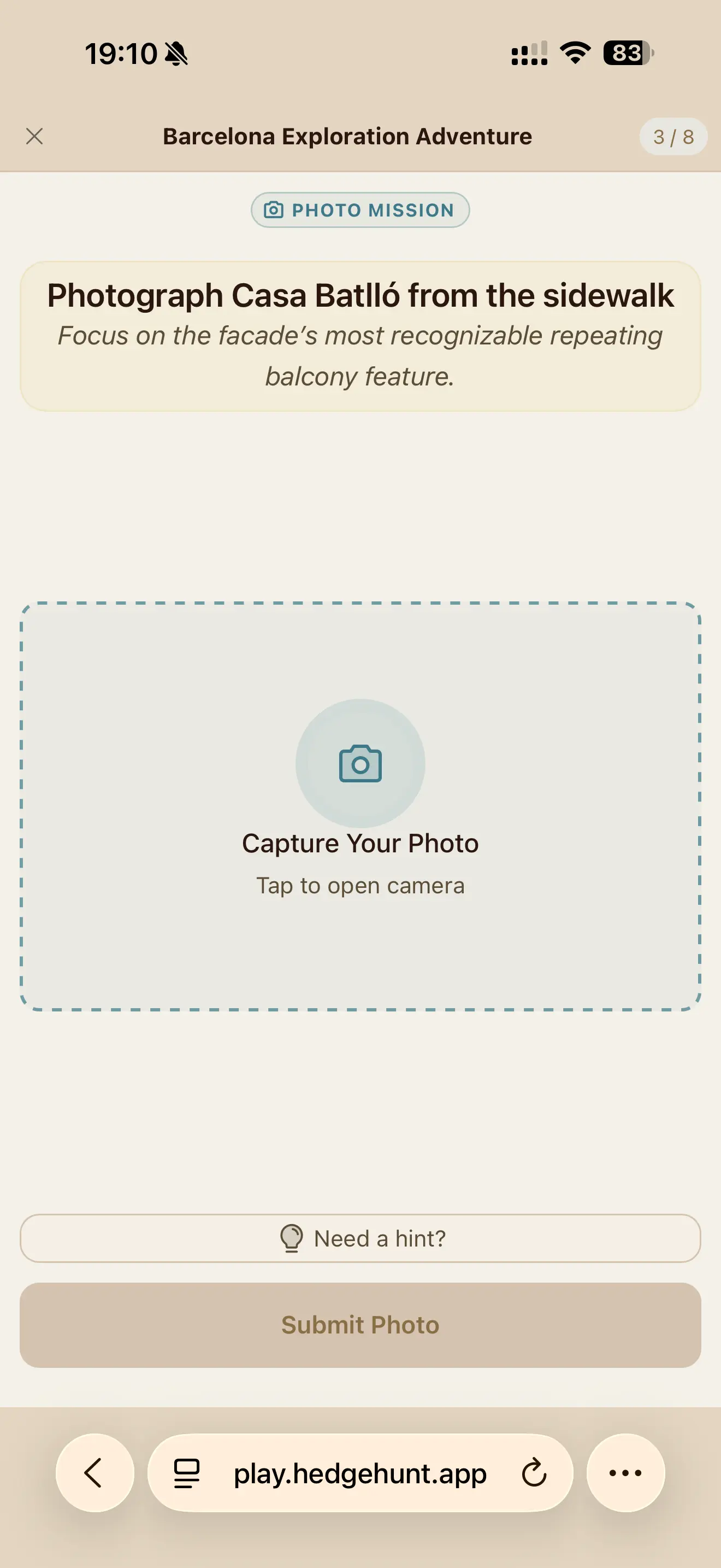 Player completing a challenge